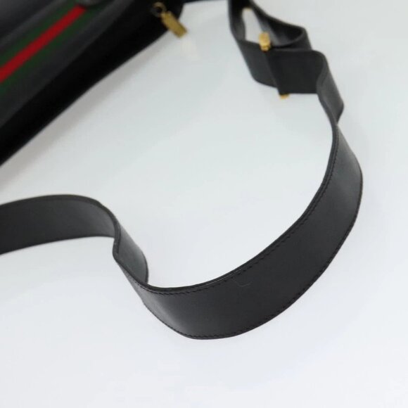 GUCCI Web Sherry Line Shoulder Bag Leather Black Gold 001 406 0552 Auth ep10387 - Picture 8 of 16